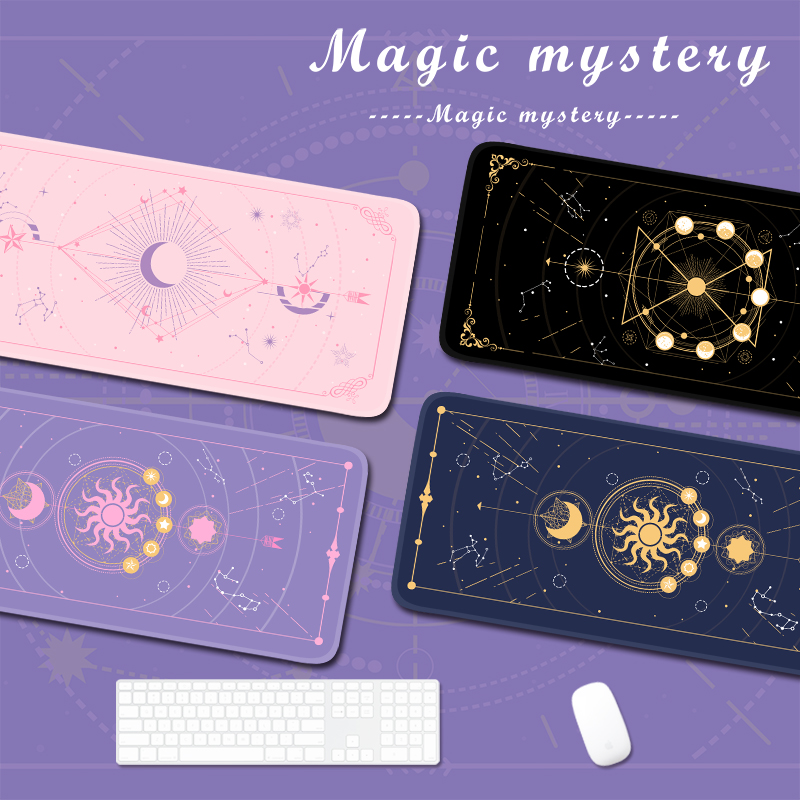 Laptop Extra Accessories - 魔法の月の星が付いたゲームマウスパッド,大きいサイズ,紫,かわいいxxl,防水,滑り止め,ラップトップ,デスクアクセサリー