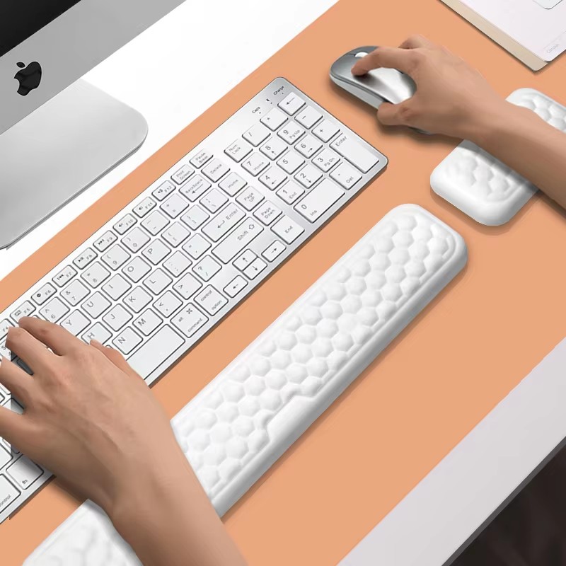 Wrist Rest Gel - 人間工学に基づいたキーボードのリストレストマウスパッド、快適な粘弾性フォーム、マッサージバルジ、滑り止めマウスパッド、PUベース