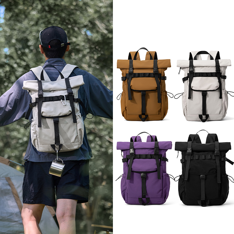 Laptop Bag Waterproof - 新しいメンズロールマウス拡張可能なトラベルバックパック、ラップトップバックパック、アウトドア防水キャンプハイキングバックパック、スクールバッグ