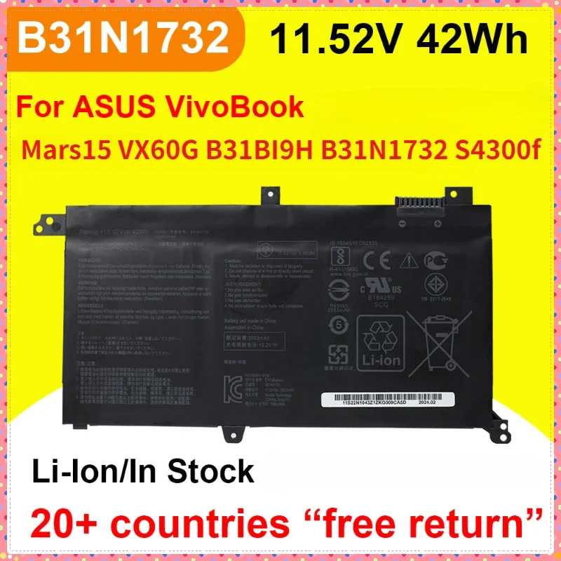 Laptop Accessories For Asus Vivobook - B31N1732 バッテリー ASUSMars15 VX60G B31BI9H VivoBook