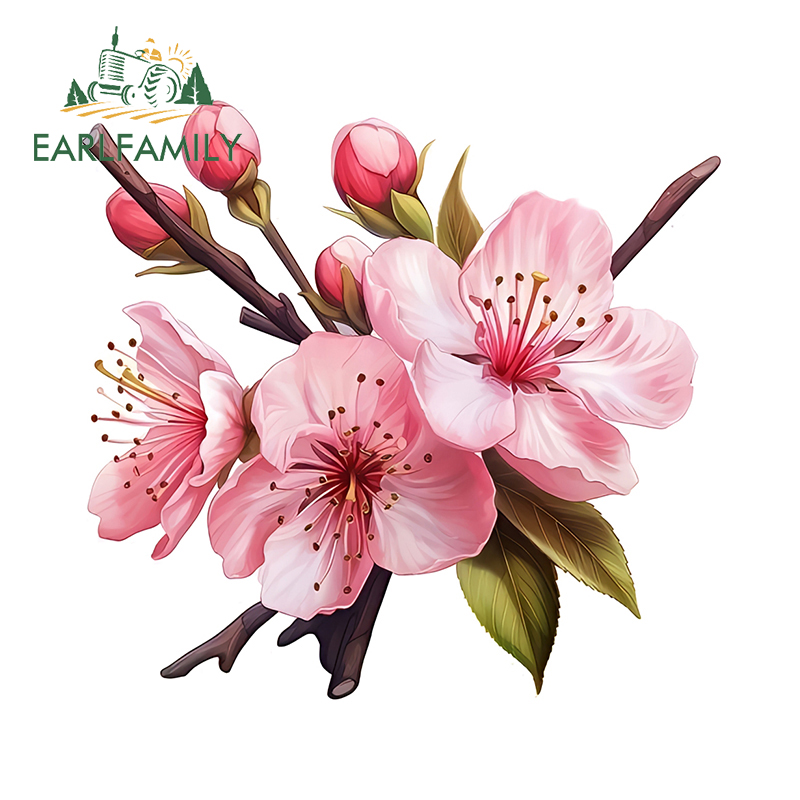 Laptop Accessories Pink - EARLFAMILY ピンク桜 Artstic 車のステッカー素晴らしい花アイテムグラフィックヘルメットラップトップデカールシンプルなファッションキャンピングカーアクセサリー