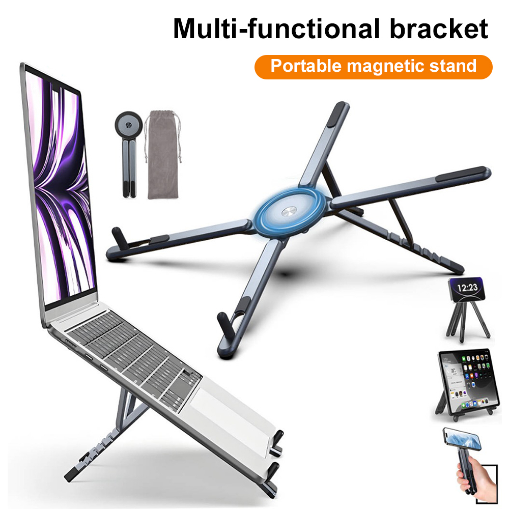 Laptop Extra Accessories - 携帯電話用マグネット式ホルダー＆自撮り棒 3-in-1 折りたたみ式三脚スタンド iPhone、iPad、タブレット、ノートパソコン、デスクトップ用