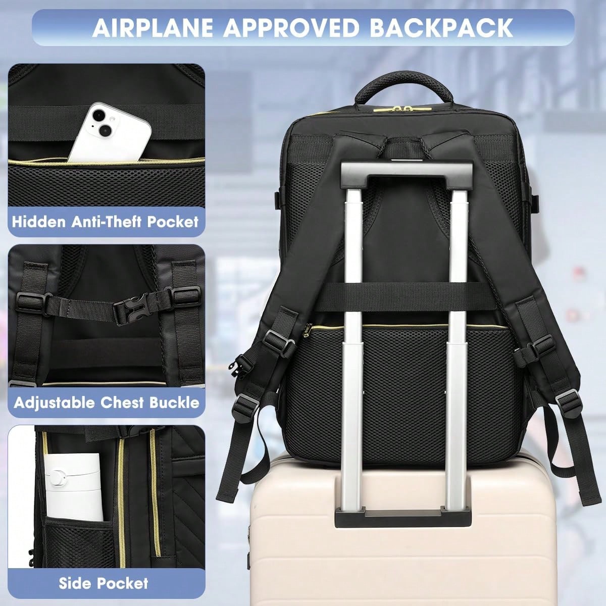 大型機内持ち込みトラベルバックパック - 機内持ち込み可能  - Laptop Bag Waterproof のレビューと価格