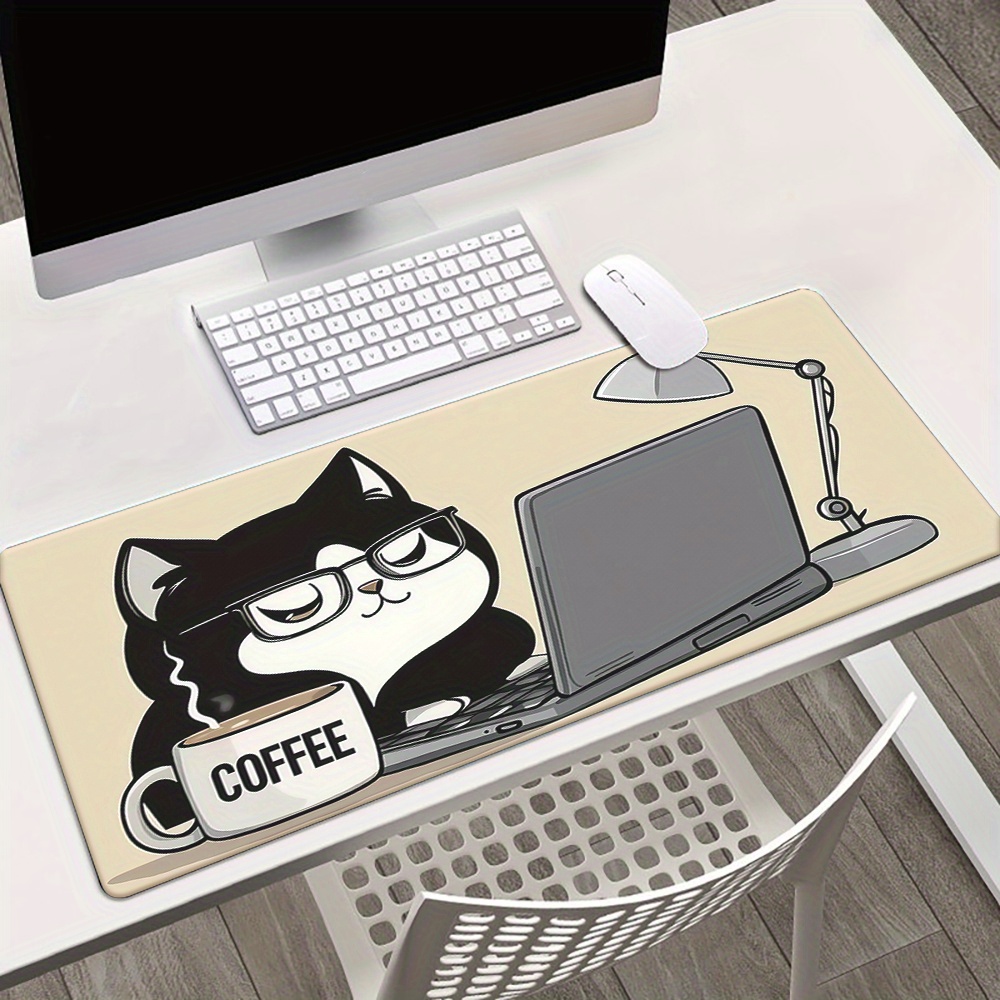 かわいいコーヒー猫がラップトップデスクマットで仕事をしている - Laptop Accessories Officeworks のレビューと価格