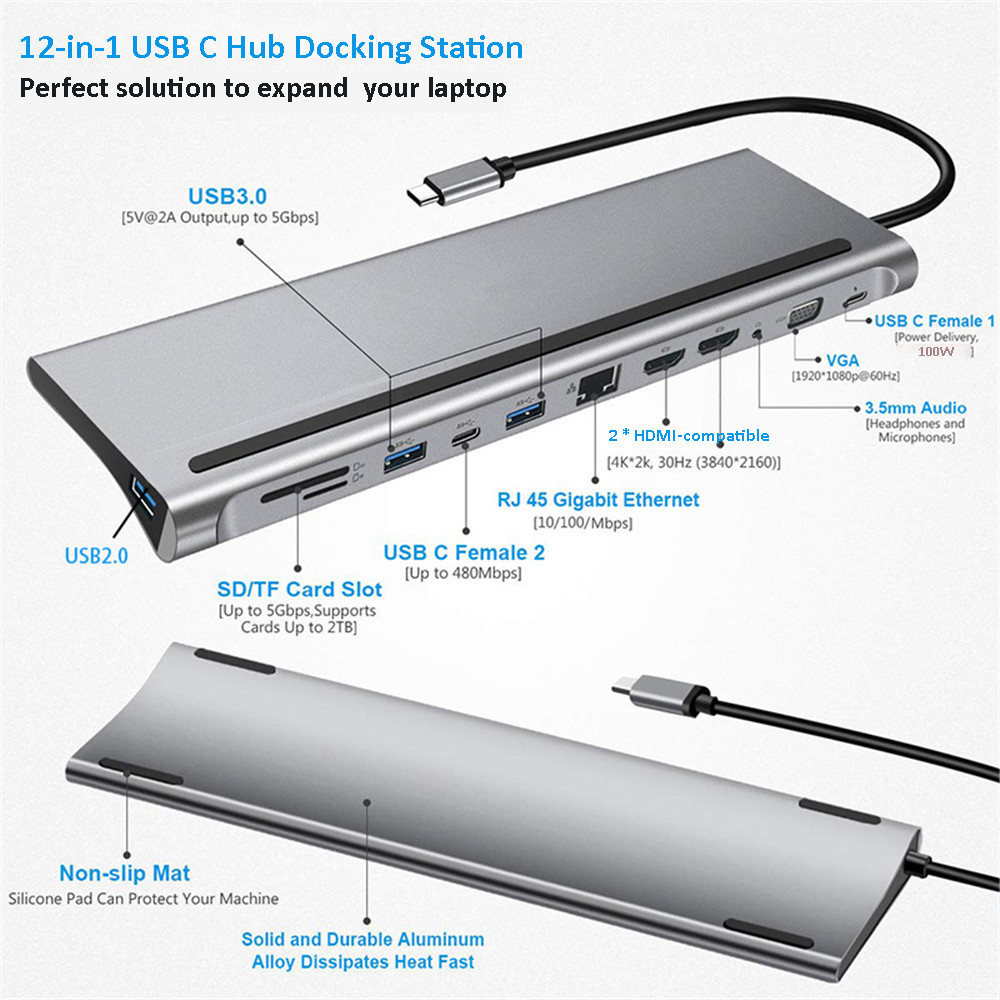 MZX USBマルチハブドッキングステーション タイプCマル - Mac Laptop Accessories のレビューと価格