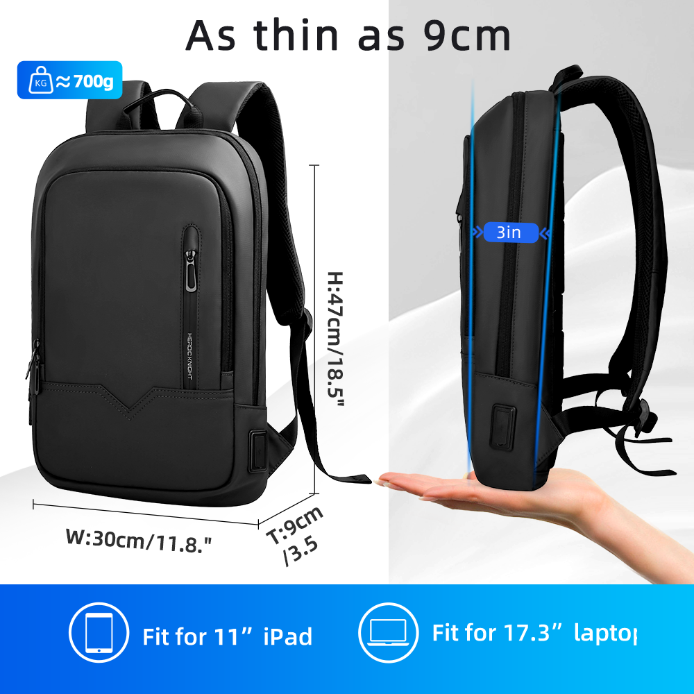 HK スリムビジネスバックパック メンズ 17.3インチ ノ - Laptop Bag Waterproof のレビューと価格