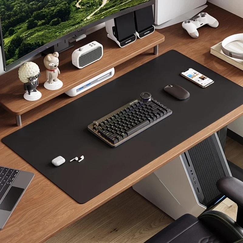 ピンクの無地レザーデスクパッド、マウスプロテクター、大小のマ - Laptop Accessories Pink のレビューと価格